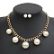 Alloy with ABS Plastic Pearl Round Beaded Necklaces & Stud Earrings Sets for Women, Golden, 420mm