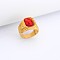 Alloy Rhinestone Finger Rings for Men, Square, Golden, Ruby, US Size 9(18.9mm)
