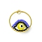 Glass Seed Beaded Evil Eye Pendants, with Jump Ring, Yellow, 25x8mm, Hole: 3mm