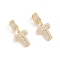 Brass Micro Pave Cubic Zirconia Pendants, Long-Lasting Plated, Letter, Clear, Letter.T, 33.5mm, Hole: 6.5x9mm, Letter.T: 20x15x3.5mm