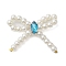 Plastic Pearl Beads Pendants, with Rack Plating Brass Loops Micro Pave Cubic Zirconia, Long-Lasting Plated, Lead Free & Cadmium Free, Bowknot, Deep Sky Blue, 27~29x24~27.5x3.5mm, Hole: 6.8mm