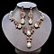Teardrop Alloy Rhinestone Pendant Necklaces & Stud Earrings Sets, Golden, Silk, 540~550mm