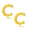 C-Shaped with Round Alloy Raffia Stud Earrings, Golden, Yellow, 45x45mm