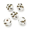 Printed Wood European Beads, Round with Bees Pattern, White, 15.5~16mm, Hole: 4~4.5mm