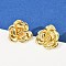 Brass Stud Earrings, Flower, Cadmium Free & Lead Free, Rack Plating, Long-Lasting Plated, Real 18K Gold Plated, 23x22mm