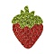 Fruit Zinc Alloy Rhinestone Brooches for Backpack Clothes, Strawberry, 37x27.5mm