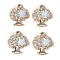 Alloy and Rhinestone Pendants, Tree with Rose Charms, Sky Blue, 19x16mm