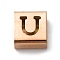 Ion Plating(IP) 304 Stainless Steel Square Slide Charms, Rose Gold, Letter U, 9x8x4mm, Hole: 3.5x8.5mm