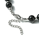 Natural Black Agate Beaded Bracelet BJEW-TA00402-01-4