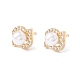 Cubic Zirconia Flower Stud Earrings with Acrylic Pearl EJEW-F282-42G-1