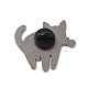 合金ブローチ  エナメルピン  バックパック用生地  バラを持つ猫  ブラック  28x31x1.5mm JEWB-D014-09B-03-2
