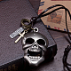 Adjustable Men's Zinc Alloy Pendant and Leather Cord Lariat Necklaces NJEW-BB16000-6