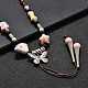 Этнический стиль сплав и фарфор керамические бусины бабочка кулон кисточка и ожерелья NJEW-D308-01C-5