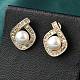 Серьги-гвоздики из латуни и стекла EJEW-P302-03G-1