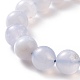 Натуральный синий халцедон круглый эластичный браслет из бисера для женщин BJEW-JB09088-4
