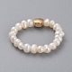 Stretch Natural Cultured Freshwater Pearl Finger Rings X-RJEW-JR00296-03-3