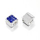 Silver Plated Cube Alloy Rhinestone Beads RB-J507-05S-1