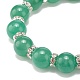 Bracelet extensible en perles d'aventurine verte naturelle BJEW-JB08483-01-4