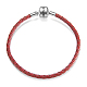 TINYSAND Sterling Silver Red Leather European Bracelets TS-B134-R-18-3