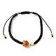 Sport Theme Acylic & Brass Heart Braided Bead Bracelet BJEW-JB09713-3