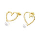 Boucles d'oreilles coeur ouvert en laiton avec perle en plastique abs pour femme EJEW-N011-54LG-2