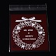 レクタングルクリスマスモチーフセロハンのOPP袋  花輪模様付き  暗赤色  14x9.9cm  一方的な厚さ：0.035mm  インナー対策：11x9.9のCM  約95~100個/袋 OPC-L001-34B-1