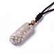 Halskette mit rechteckigem Anhänger aus gefärbter natürlicher fossiler Koralle und Nylonschnur für Damen NJEW-C002-05-2
