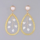Glass Seed Beads Dangle Stud Earrings EJEW-JE03978-01-1