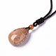 Collier pendentif en forme de larme de corail fossile naturel teint avec cordon en nylon pour femme NJEW-C002-04-3