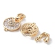 Rack Plating Brass Pave Clear Cubic Zirconia Fold Over Clasps KK-Q797-02G-2