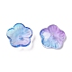 スプレー塗り透明ガラス・ビーズ  スモモの花  ミックスカラー  14x14.5x4mm  穴：1.5mm GLAA-D006-08-3