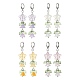Flower of Life Glass & Acrylic Dangle Leverback Earrings EJEW-JE05558-1