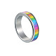 虹色のプライドフラッグエナメル長方形回転リング  ストレス不安解消のためのステンレス製フィッジスピナーリング  ステンレス鋼色  usサイズ11（20.6mm） RABO-PW0001-038G-1