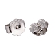 925 Sterling Silver Ear Nuts, Carved 925, Platinum, 5x6x3mm, Hole: 0.8mm