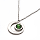 Flat Round 304 Stainless Steel Cat Eye Pendant Necklaces and Ear Studs SJEW-F053-02P-2