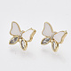 Brass Micro Pave Clear Cubic Zirconia Stud Earring Findings KK-T054-41G-NF-1