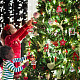 木製の装飾品  クリスマスツリー吊り飾り  ジュートより糸付き  クリスマスパーティーギフトの家の装飾のため  ミックスカラー  63~85x50~70mm  24個/セット JX042A-6