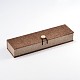 長方形の木製のネックレスボックス  黄麻布とベルベットと  キャメル  24.2x6.5x4.6cm X-OBOX-N013-04-1