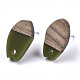 Opaque Resin & Walnut Wood Stud Earring Findings MAK-N032-010A-B02-2