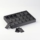 木製のネックレスプレゼンテーションボックス  PUレザーで覆われた  18グリッドスタッカブルペンダントネックレスディスプレイトレイ  長方形  ブラック  18x25x3.2cm NDIS-O006-03-2