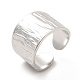 304 Stainless Steel Textured Wide Band Open Cuff Ring for Women RJEW-F131-08P-1