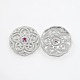 Filigree Flower Brass Micro Pave Clear Cubic Zirconia Cabochons ZIRC-P001-13P-1