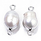 Connettori di collegamenti di perle keshi con perle barocche naturali placcate PEAR-S012-07-2