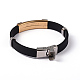 Attractive Rectangle 304 Stainless Steel Cord Bracelets BJEW-K094-16-2