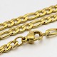 304 Stainless Steel Figaro Chain Necklaces STAS-O053-30G-1
