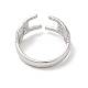 304 anillo de acero inoxidable con manos abiertas para mujer. RJEW-L107-002P-3