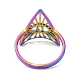 Chapado en iones (ip) 304 triángulo de acero inoxidable con anillo ajustable con ojo de caballo para mujer RJEW-M149-10RC-2