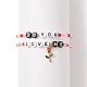 2 pièces 2 mots de style m'aimez-vous en plastique perlé bracelets extensibles sertis de breloques en alliage émail rose BJEW-JB08700-4