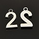 Rack Plated Zinc Alloy Number Charms X-PALLOY-A062-2S-NR-1