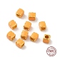 マットゴールドカラー 925 スターリングシルバービーズ  エナメル  正方形  オレンジ  3x2.5x2.5mm  穴：1.4mm STER-M113-23A-04MG-1